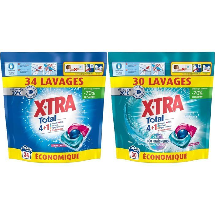 Capsules de lessive - Xtra Total - Trio-Caps - Original + Parfum Givré