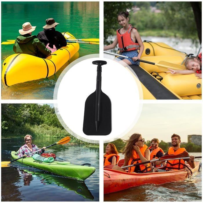 Telescopic paddle for teenagers, Adjustable canoe ramie for children, Water sports accessory with a handle, Black