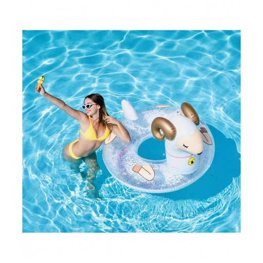 Bouée gonflable ronde XXL en forme de mouton à paillettes Ø115 cm