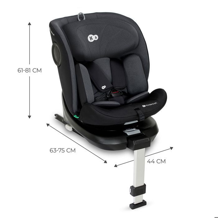 Kinderkraft I-360 I-SIZE Child Car Seat, 40–150cm, 360° Swivel, ISOFIX, Support Leg, H-GUARD, Adjustable Headrest, Black