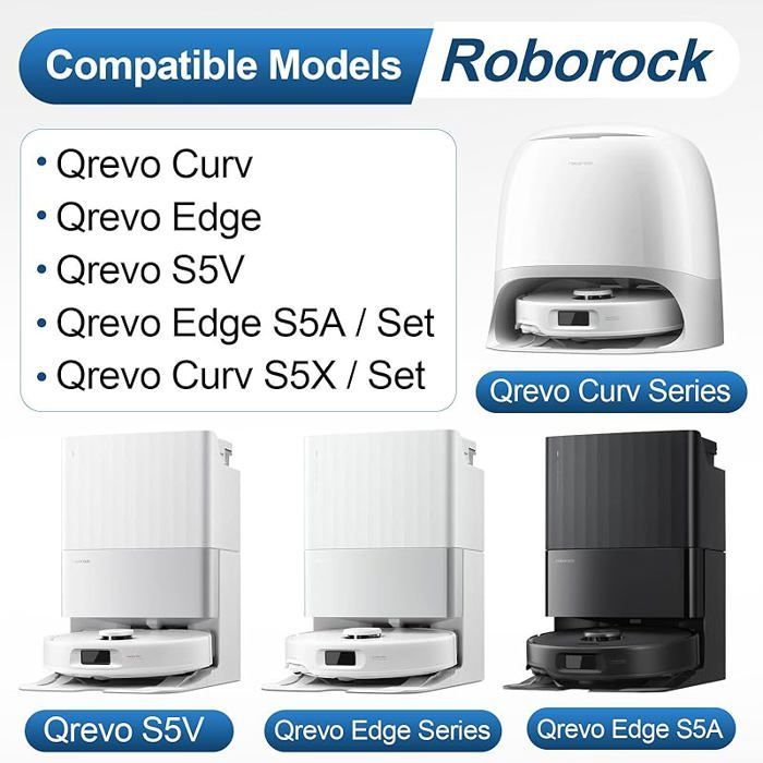 VUSZR Kit Accessoires pour Roborock Qrevo Curv/Qrevo Edge S5A / Qrevo S5V/ Qrevo Curv S5X/ Qrevo E BROSSE ET ACCESSOIRE D’ASPIRAT