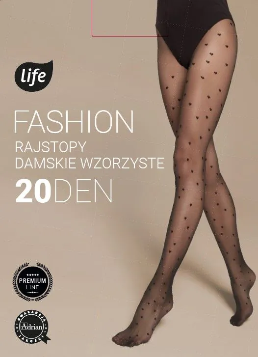 Life Rajstopy damskie Wzór Serca 20 Den Rozm.3 Nero