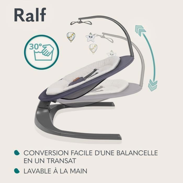 Hamaca y columpio eléctrico LIONELO Ralf - Control remoto - 5 velocidades de balanceo - Gris/Beige