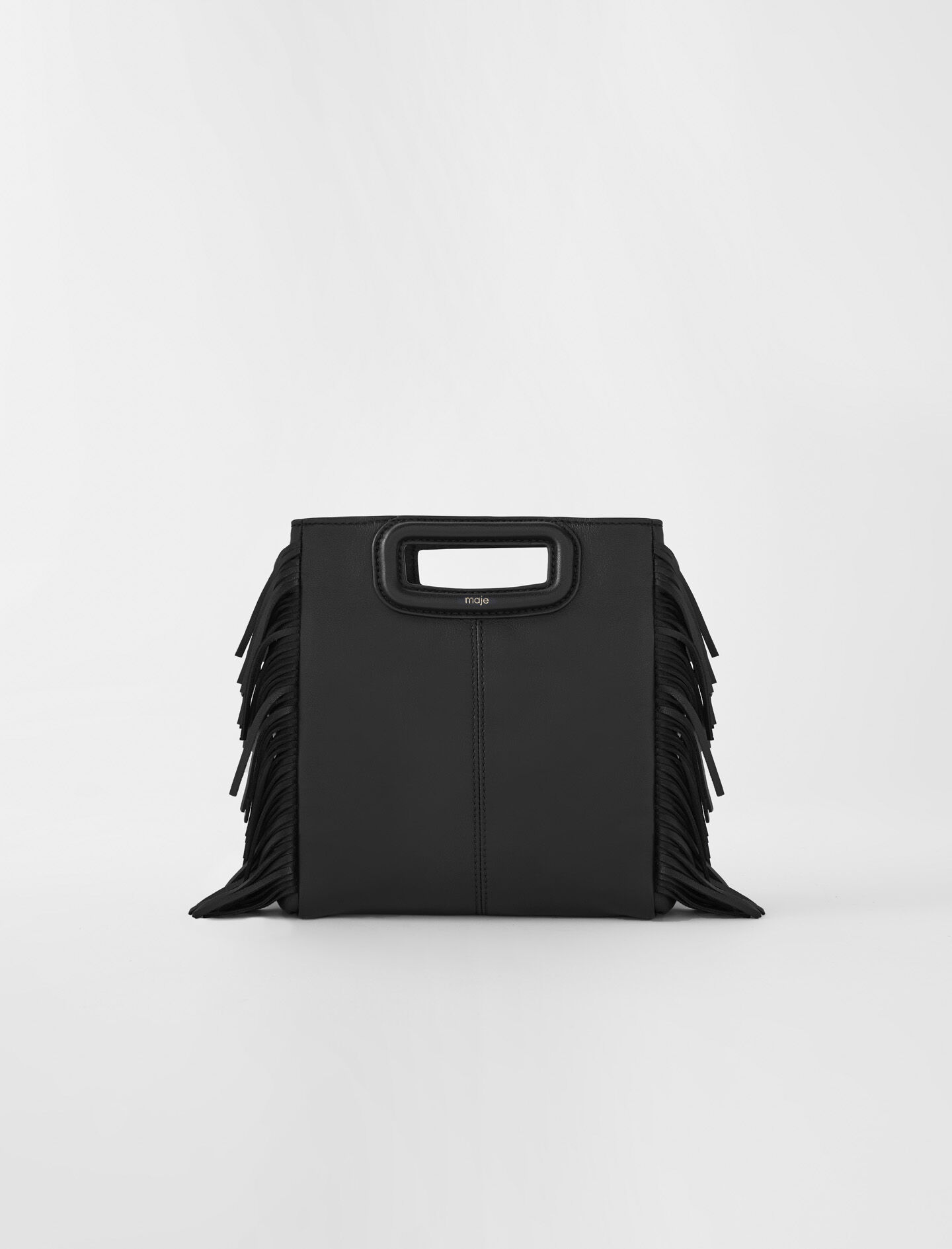 Tas in maat M met gladde leren franjes - Blauw/Grijs
