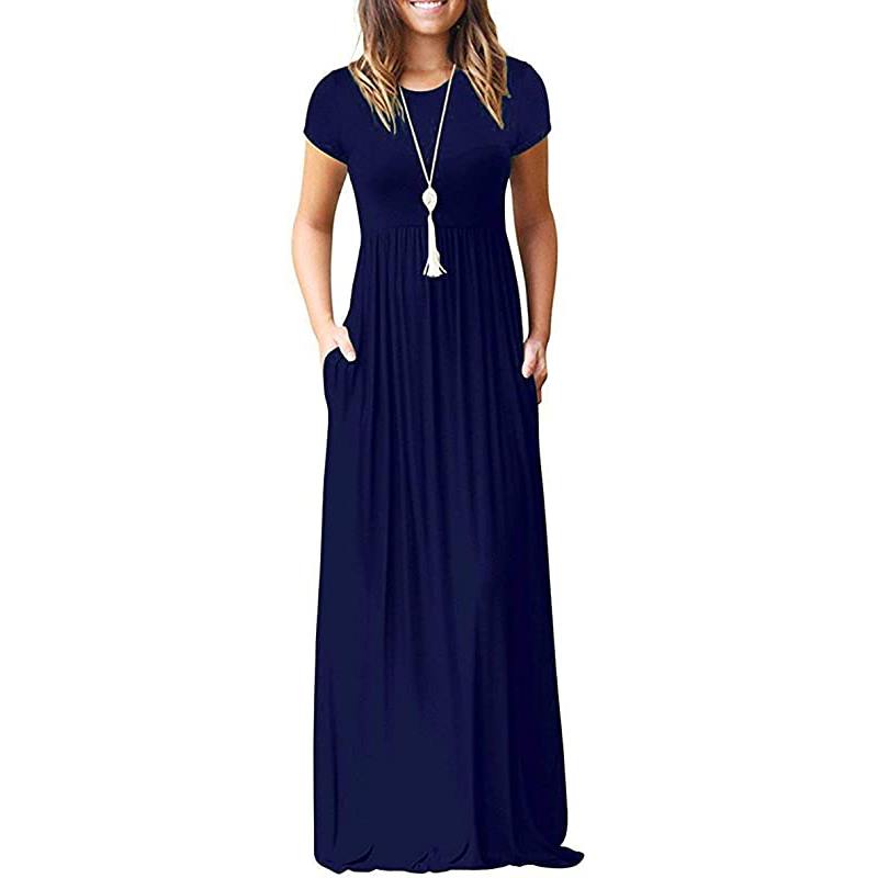 Robes maxi à manches courtes et poches