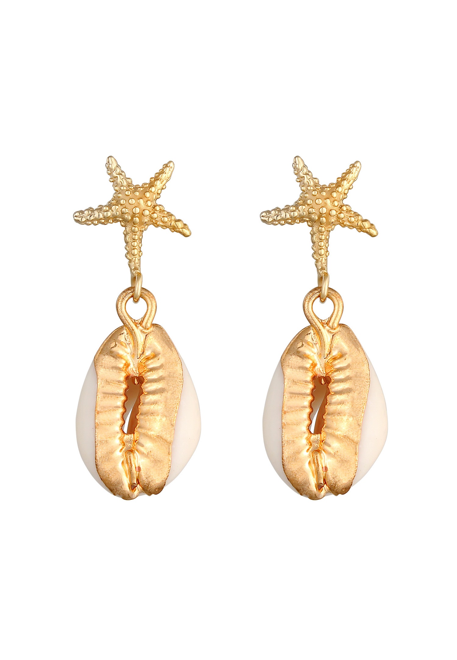 Elli Coquillage Étoile de Mer Plage Boucles d'Oreilles Femme - (925/1000) Argent Plaqué Or