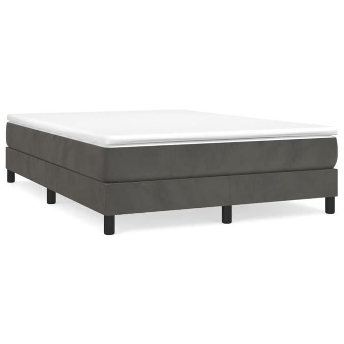 Base de cama de muelles de terciopelo gris oscuro de 140x200 cm - ESTINK - Muelles - Doble