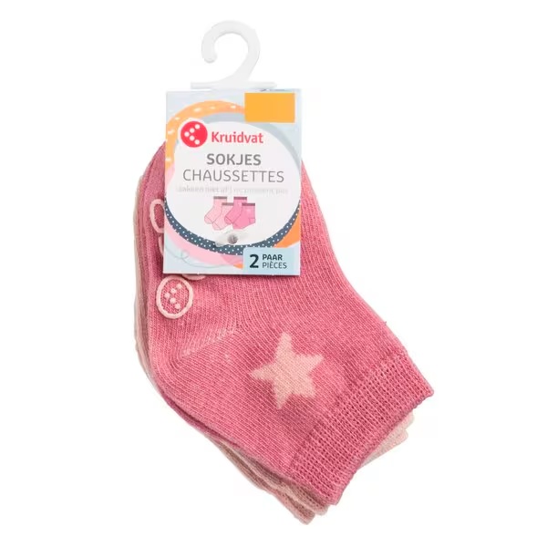 Kruidvat Babysokjes<br>roze, 0-6m, 2 para