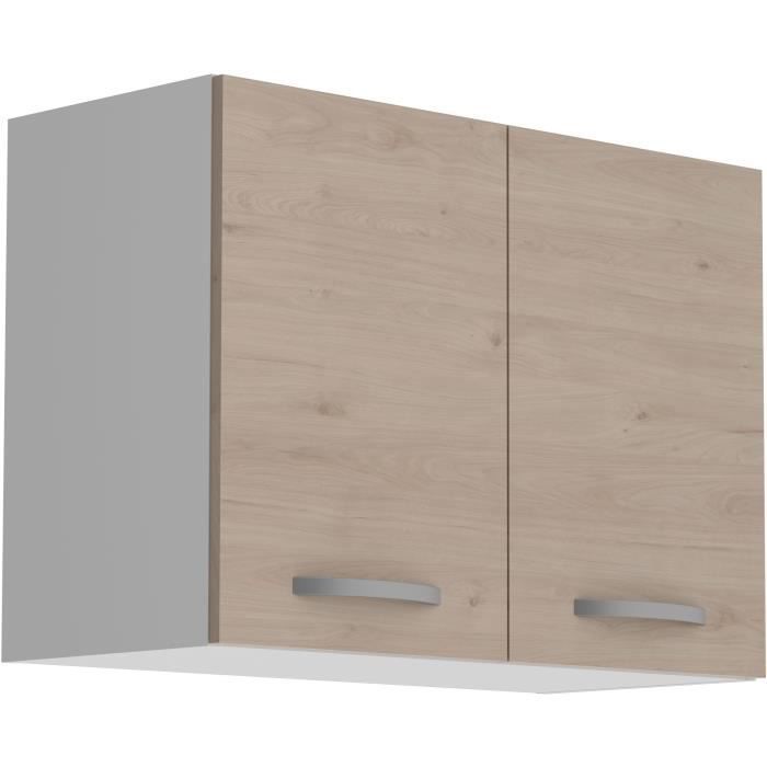 Armario de pared OSLO de 2 puertas - Acabado en roble Jackson - 80 cm de ancho x 36 cm de profundidad x 58 cm de alto