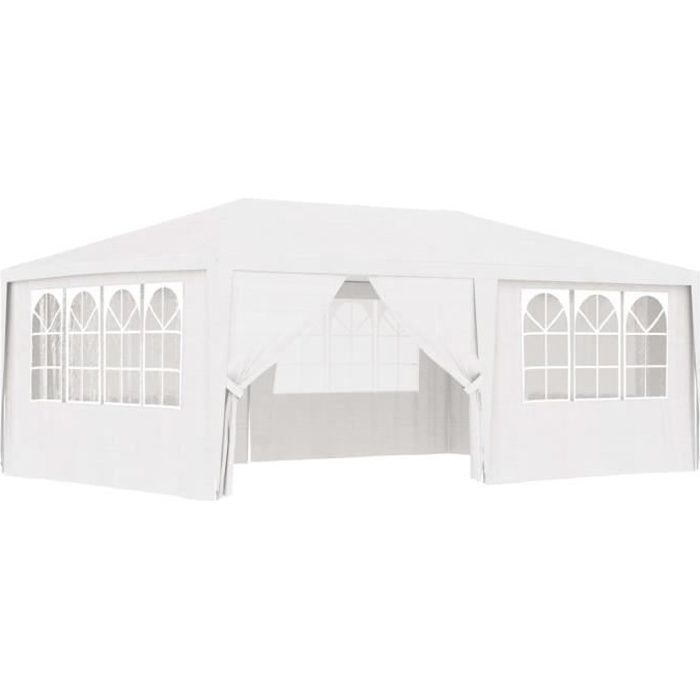 Tuinpaviljoen/receptietent - Paviljoen/partytent met zijwanden 4x6 m Wit 90 g/m² elegant ♫28511