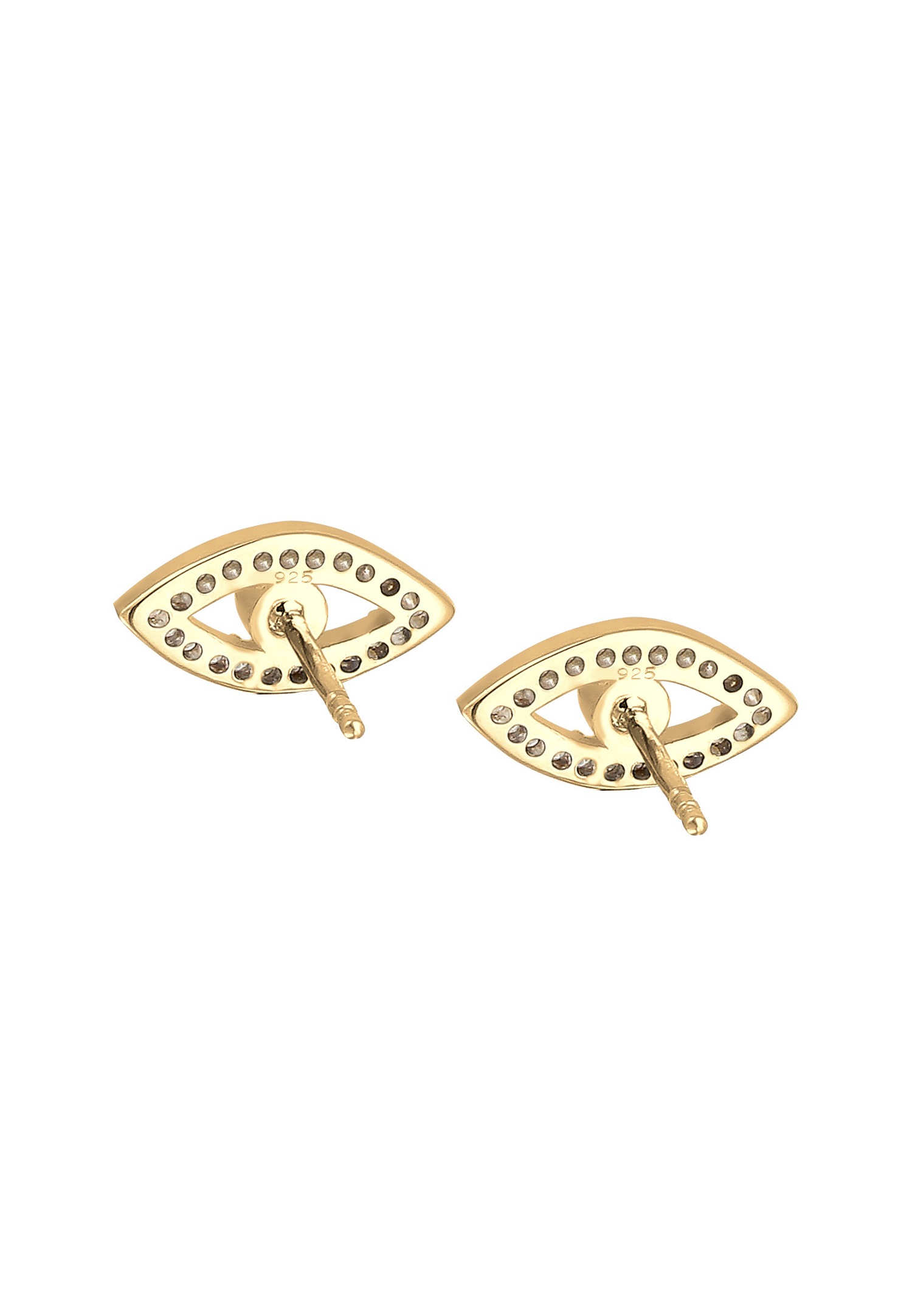 Elli Evil Eye Clous d'Oreilles Femme-Plaqué Or Argent (925/1000) Argent avec Cristaux Zircone