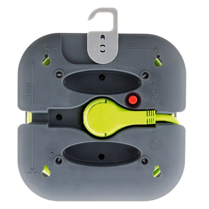 4 x 2P+E 16A carrete de cable doméstico con disyuntor - 7m - Verde - Zenitech