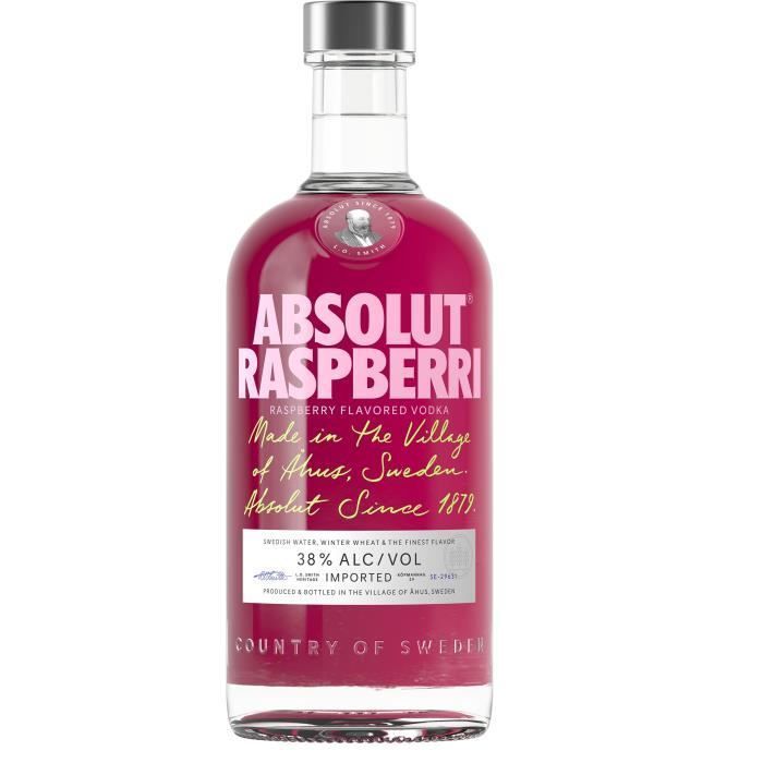 Absolut - Frambozen - Wodka met frambozensmaak - 38,0% alcohol - 70cl