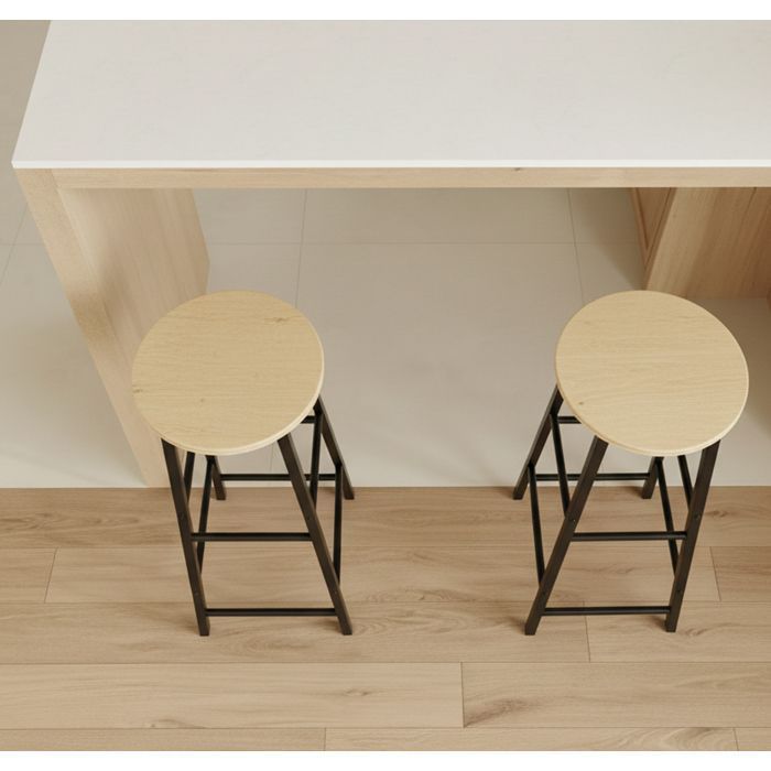 Bar stools - DESIGN FURNITURE - Lucca - Black and Sonoma - 2 pieces - 71 cm high