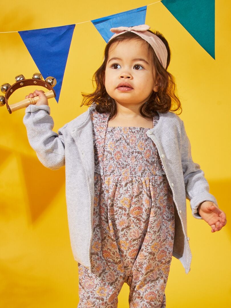 Cardigã de malha estampada - CINZA