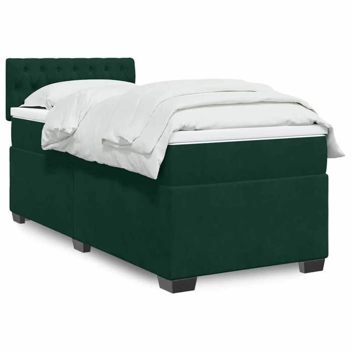 Struttura letto con materasso - Maison Exclusive - Velluto verde scuro - 80x200 cm - Massimo relax