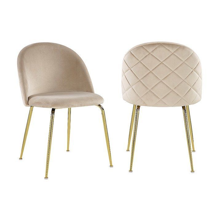2er-Set Stühle – Samt und goldfarbener Edelstahl – Beige – MELBOURNE