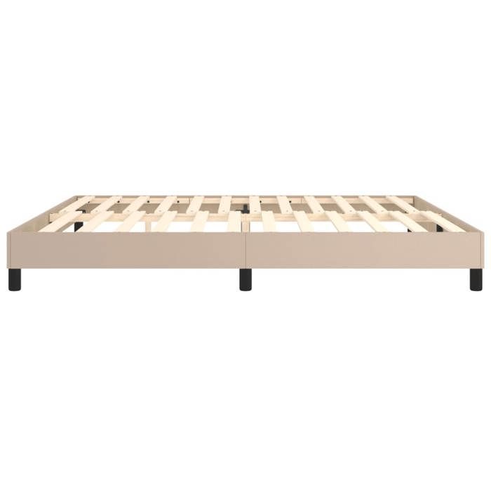 Cama de madera marrón de 200 x 200 cm - Estable y duradera - Estructura de cama de muelles color capuchino de 200 x 200 cm, piel sintética 001_370017