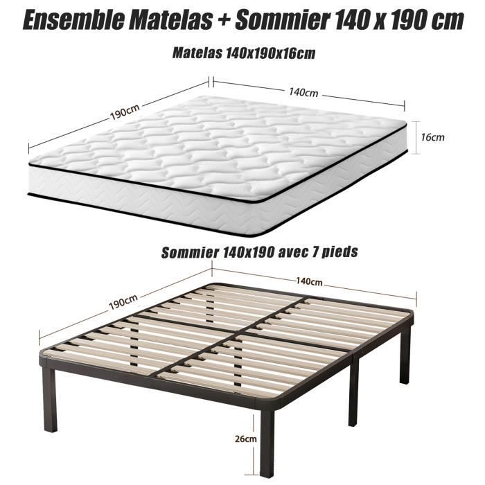 140x190cm Mattress and Bed Base Set - Frixovel 140x190 Bed with Bed Base and Mattress - 140x190x16 Mattress - 140x190 Bed Base