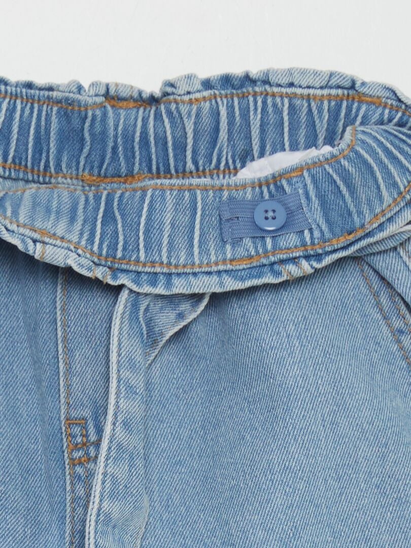 Calça jeans de perna larga com bolsos de aba - AZUL