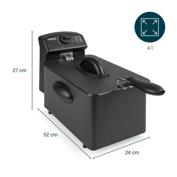 Fritadeira Elétrica Princess 182729 - Capacidade de 4 Litros - 6 Porções - 2000 Watts - Coleção em Aço Inoxidável Preto
