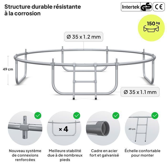 Garden Trampoline - ZIPRO - JumpPro PREMIUM - 8ft 252cm - Inner Net - Maximum Safety