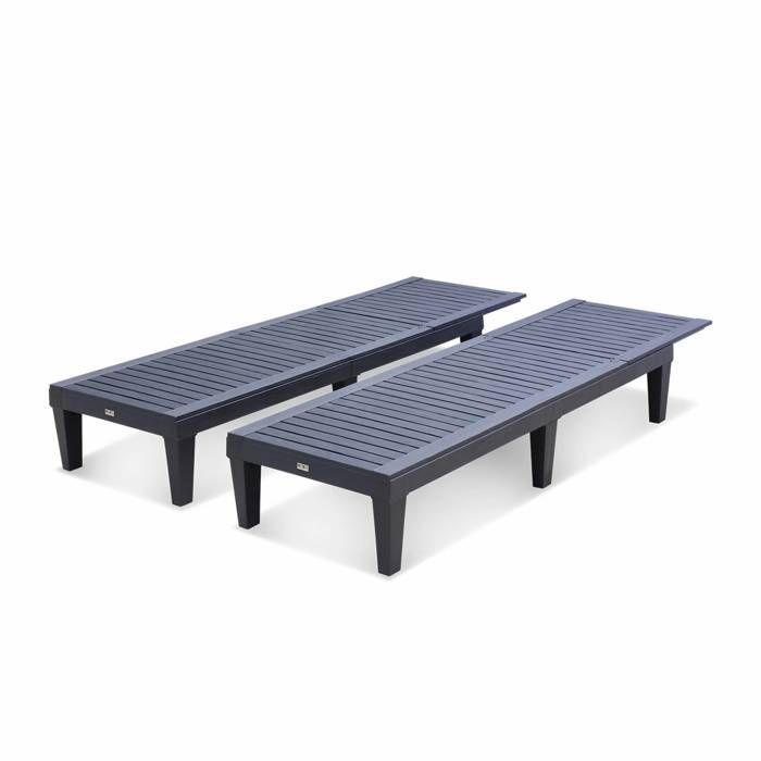 Lot de 2 bains de soleil. PIA. transats multi positions. en plastique. noir