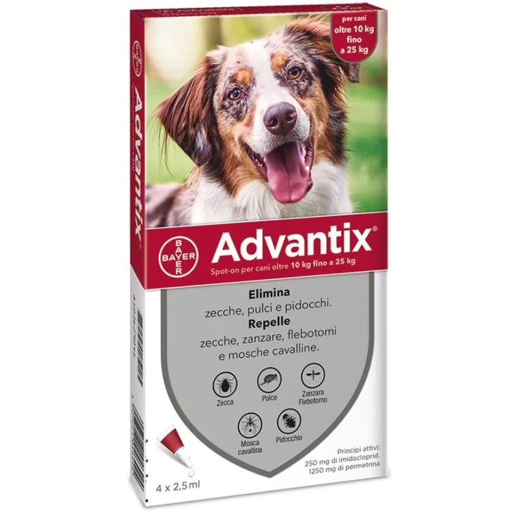 ADVANTIX Advantix Spoton 4 pipetas vermelhas 10 25 kg