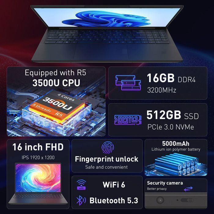 Ausda A21 Laptop, Windows 11 - 16