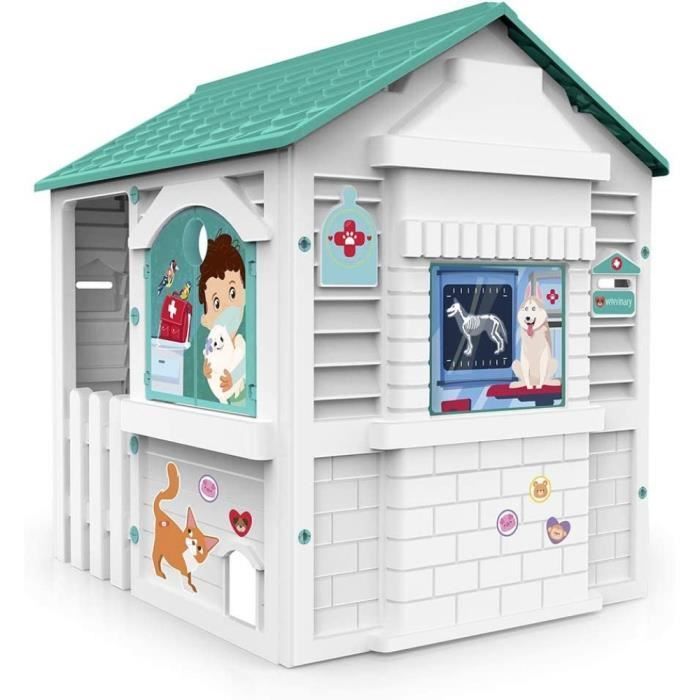 Maison de jeu pour enfants - CHICOS - Centre vétérinaire - Vert et blanc - 106x84x20 cm