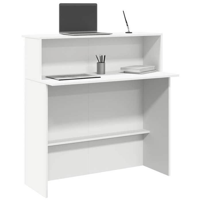 (Promoção de Verão) Balcão de Recepção - Design Inteligente - Branco 100 x 50 x 103,5 cm Madeira Engenheirada Aparência Elegante*1113241