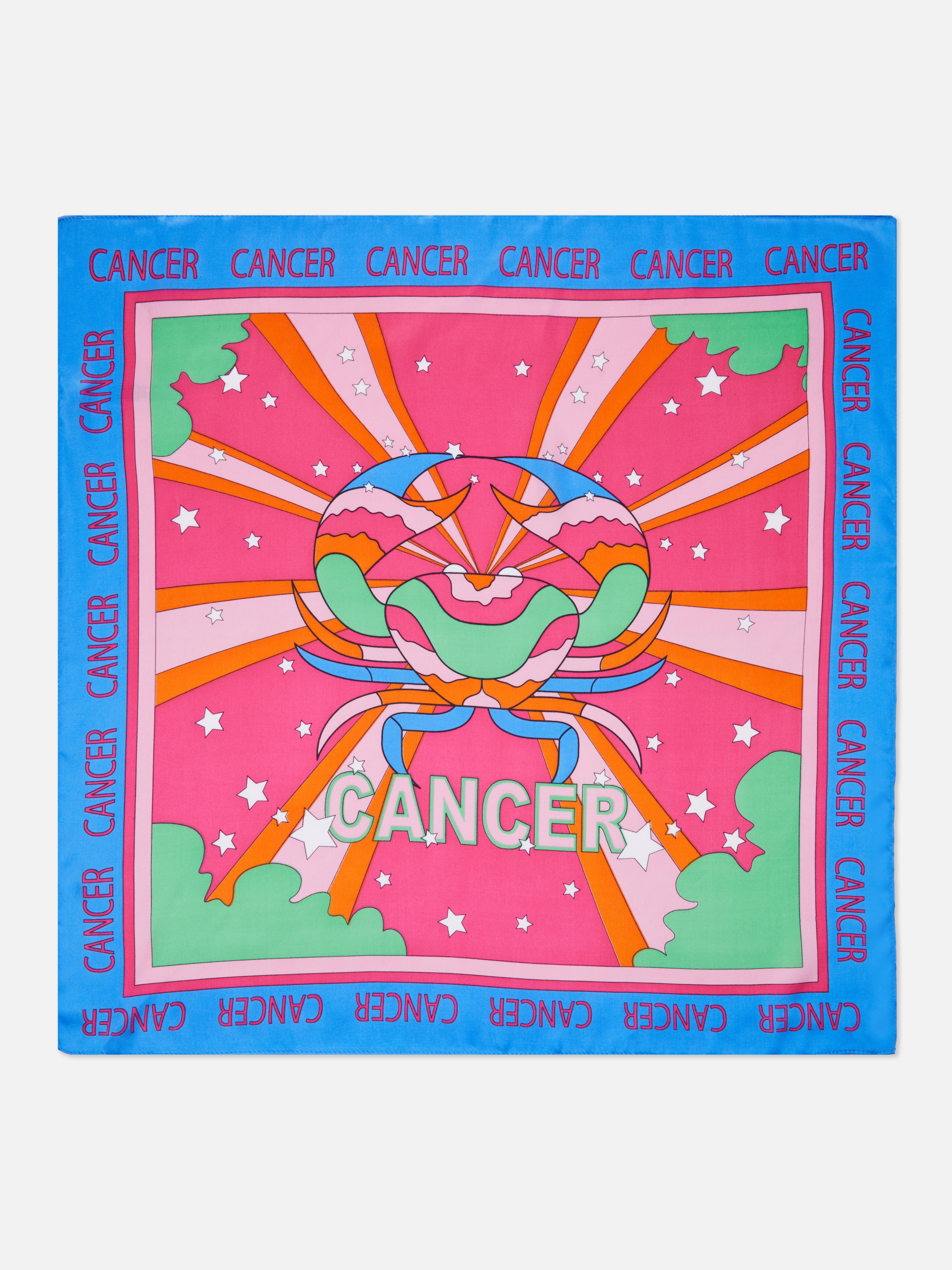 Eșarfă din satin cu imprimeu horoscop. Arată-ți semnul zodiacal cu această eșarfă moale din satin.