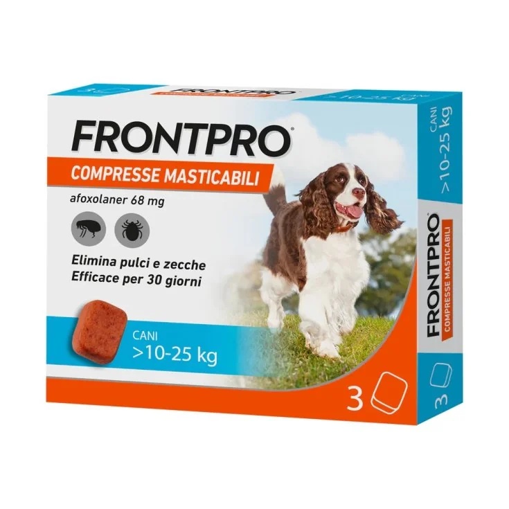 FRONTLINE Frontpro 3 comprimidos mastigáveis 68 mg para cães de 10 a 25 kg