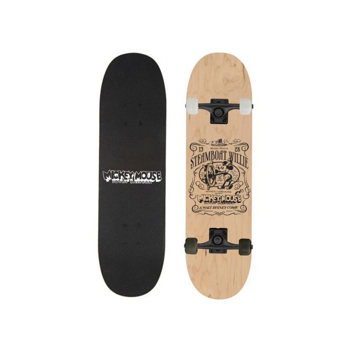 DISNEY Mickey Mouse STEAMBOAT Wooden Skateboard 79 cm, board for teenagers, large, lightweight and stable up to 100 kg