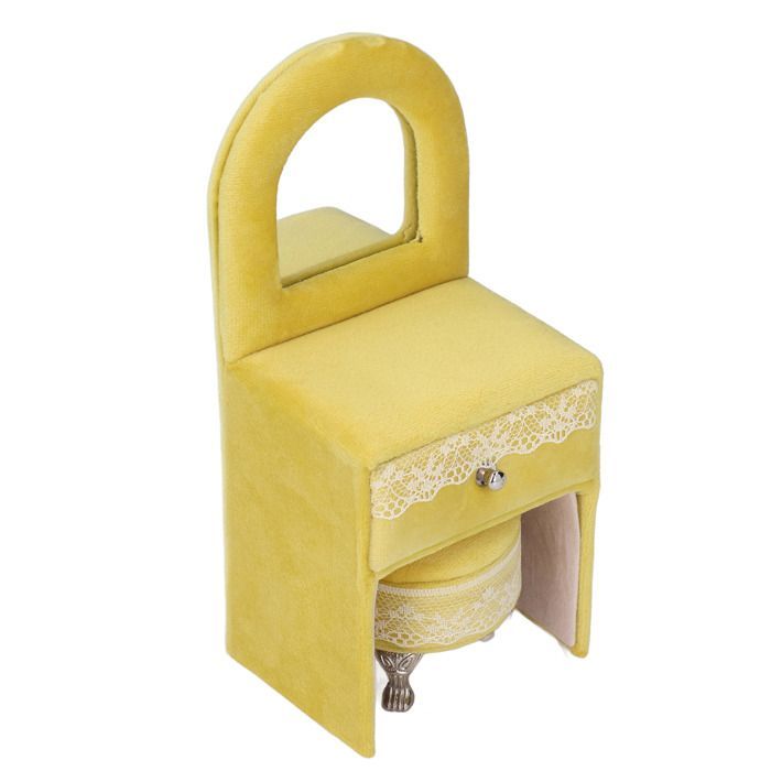 Dollhouse Chair - Noname - Mini Chair - Soft Flannel - Cream and Yellow - Comes Assembled