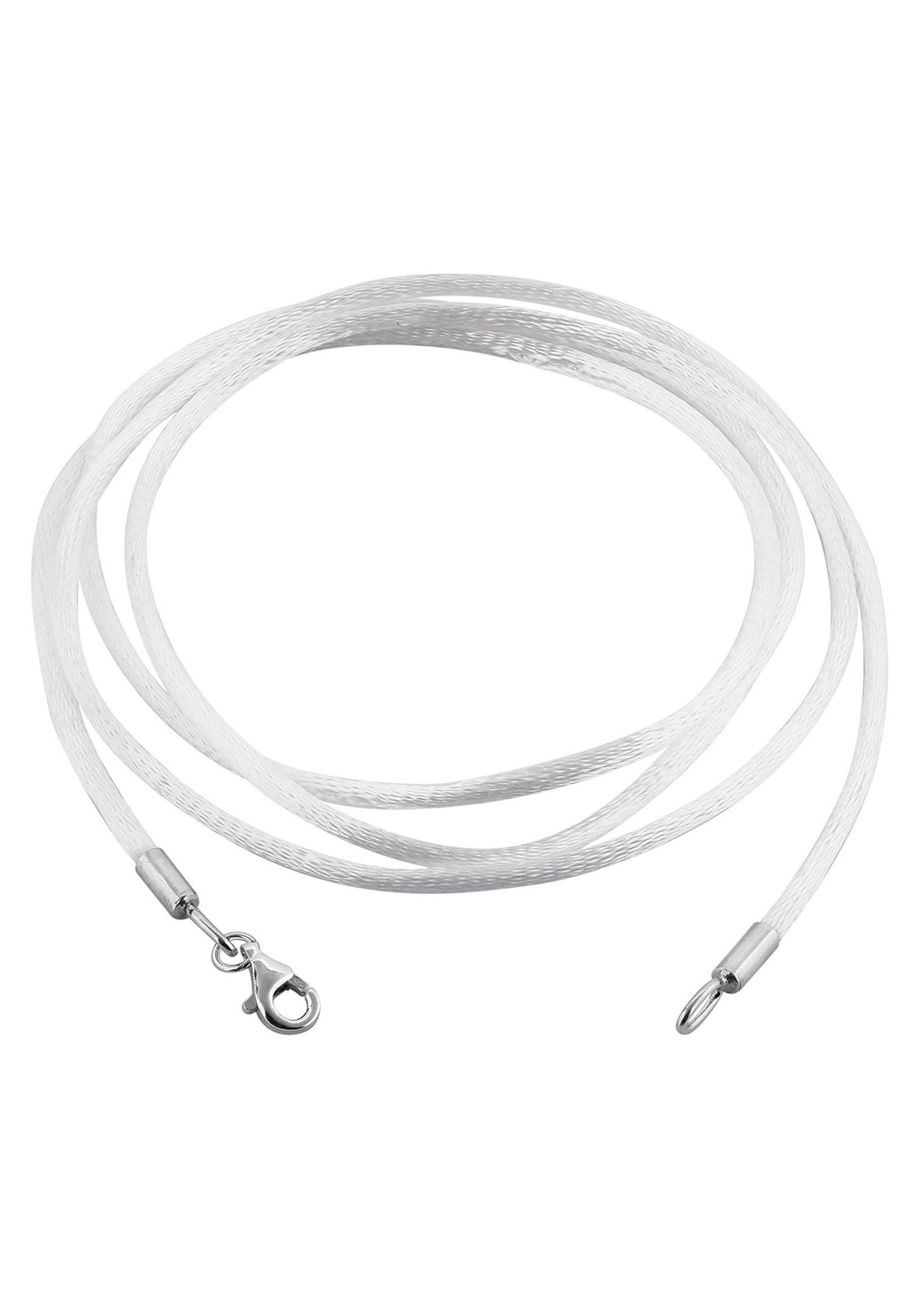 Nenalina pour dames Ruban de soie en blanc, pour pendentif de bijouterie avec fermoir homard en argent 925