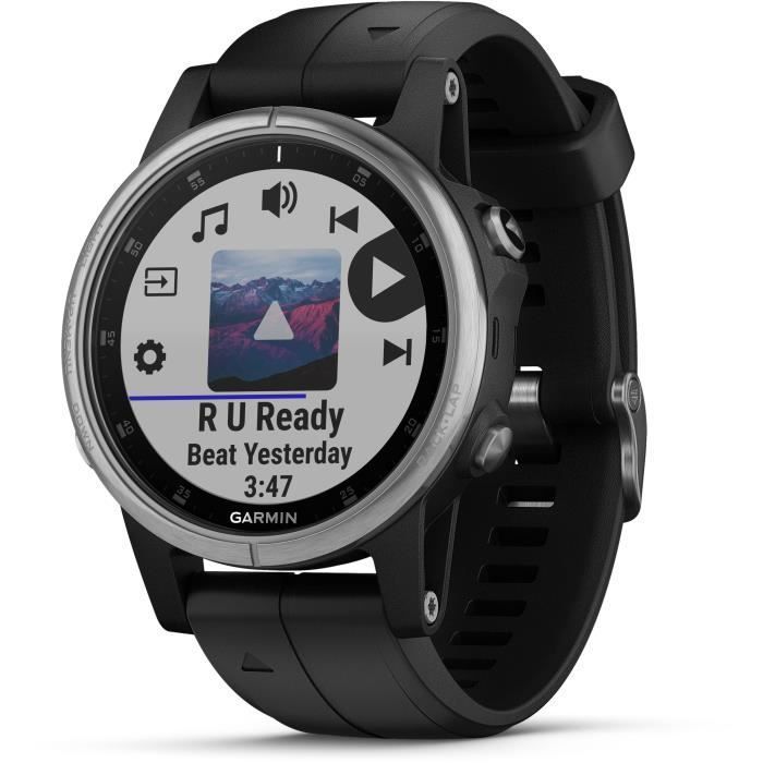 Garmin - Fenix 5S Plus - Montre connectée GPS Multi-sports & Santé - Garmin Pay, Cartographie & Musique - Cadran 51 mm - Noir