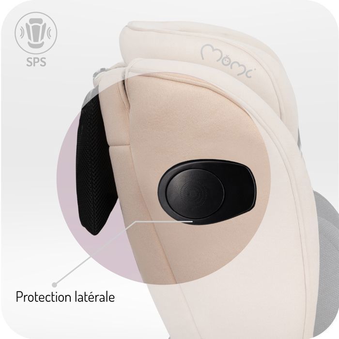 MoMi EMI – Siège auto pivotant 360° I-SIZE 40-150 cm – 0-36 kg – ISOFIX + TOP TETHER – Face/dos route – Beige