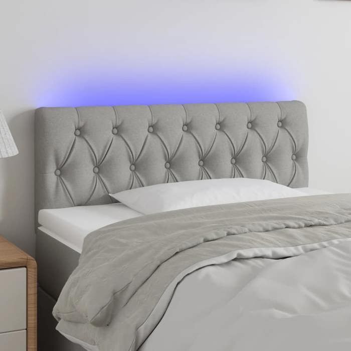 cabecero LED vidaXL para dormitorio, mueble individual, accesorio para cama individual, cabecero de cama interior, gris claro 3121938