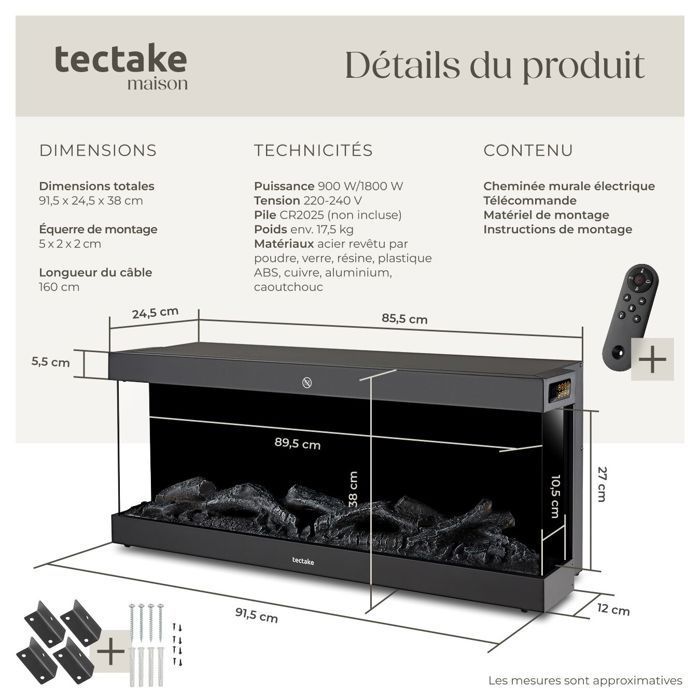 Cheminée électrique murale décorative