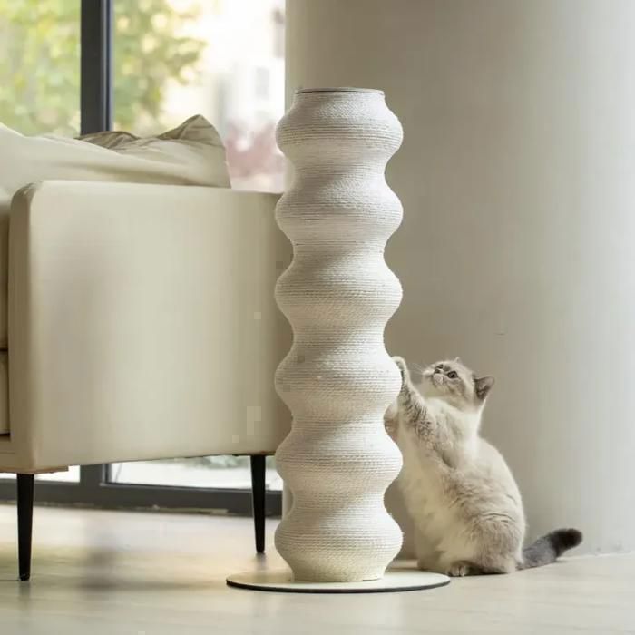 Arranhador curvo FurryTail para gatos, árvore para gatos, feito de rattan, resistente ao desgaste, design diferenciado, 89 cm, branco