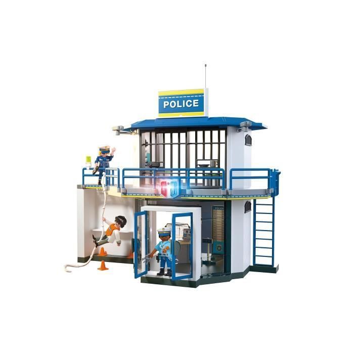 Playmobil 71874 Comisaría de policía con sala de registro, agentes de policía, acción urbana, 129 piezas, a partir de 4 años