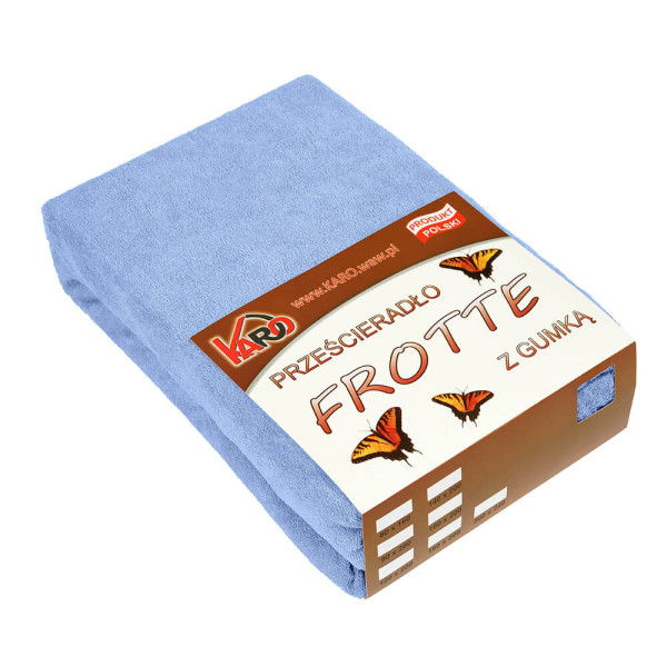 Prześcieradło frotte z gumką 160x200 błękitne 028 KARO
