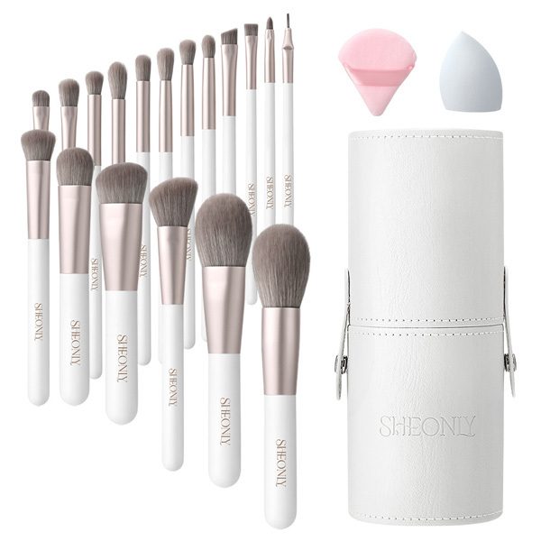 Set de 18 pensule de machiaj profesionale Livingandhome - Albe