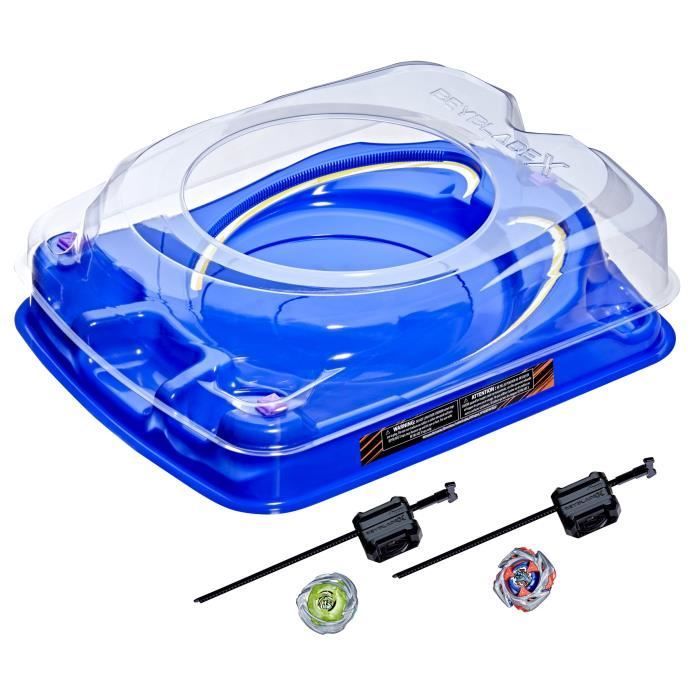 Beyblade X Set de combat Descente-choc avec arène Beystadium, 2 toupies et 2 lanceurs, dès 8 ans