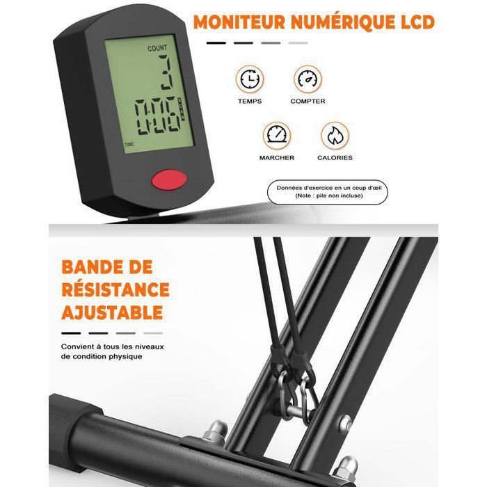 Appareil Abdominal - DSKEUZEEW - AB Booster Plus Total Crunch - Charge max 120 kg - Noir et Orange - Fitness
