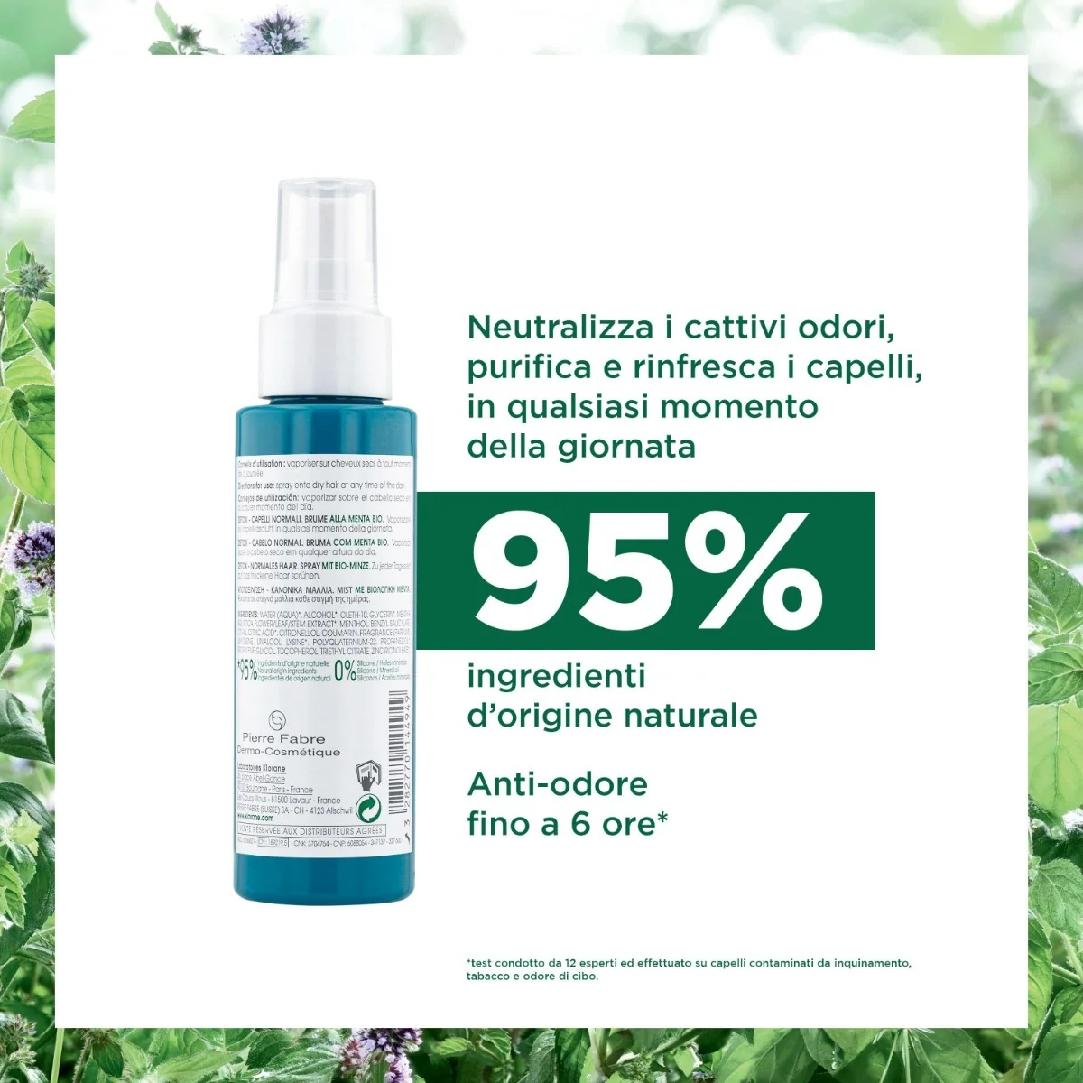 KLORANE Reinigingsspray met biologische watermunt 100 ml voor normaal haar
