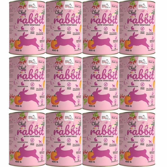 Nourriture humide pour chiots - SYTA MICHA - Lapin aux légumes - Sans céréales - Sans poulet - 400 g