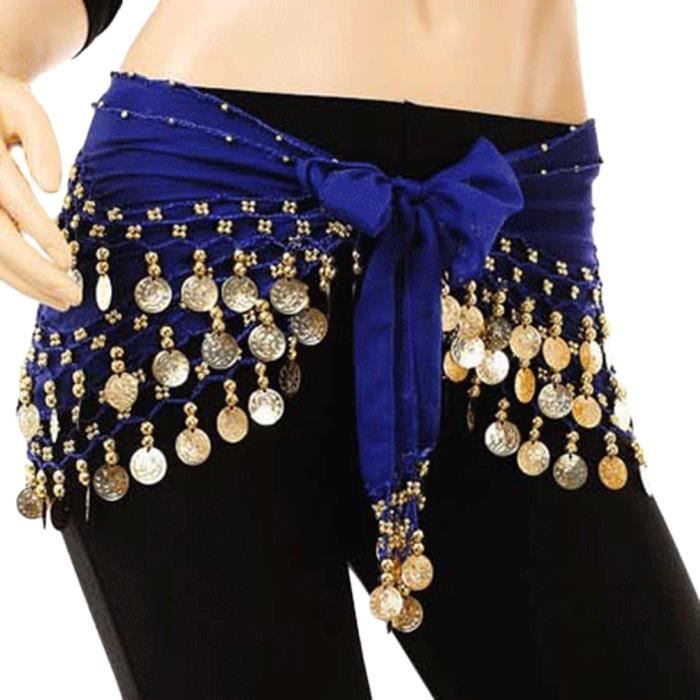 Saia feminina, cinto, faixa de dança, lenço de quadril, acessório de fantasia, azul escuro, oriental