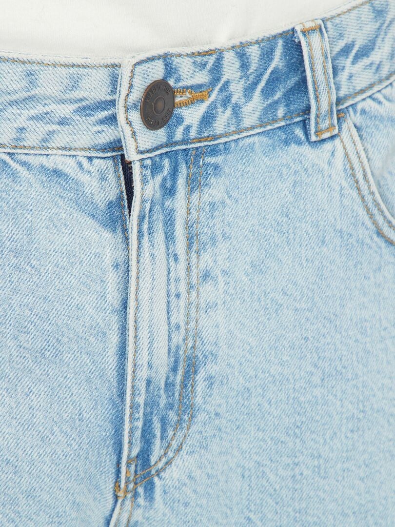 Jeans met wijde pijpen en 5 zakken - Blauw